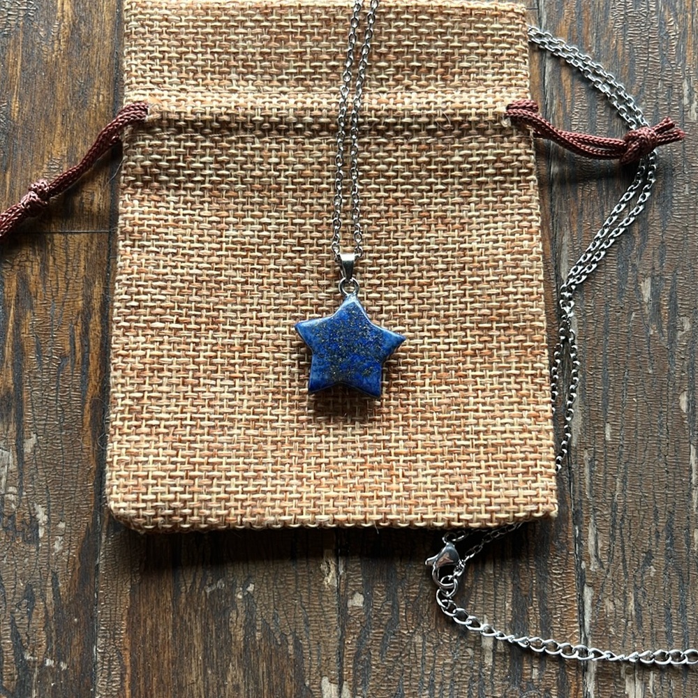 Lapis Lazuli Star Pendant Lapis Lazuli Necklace Crystal Necklace - Picture 1 of 2